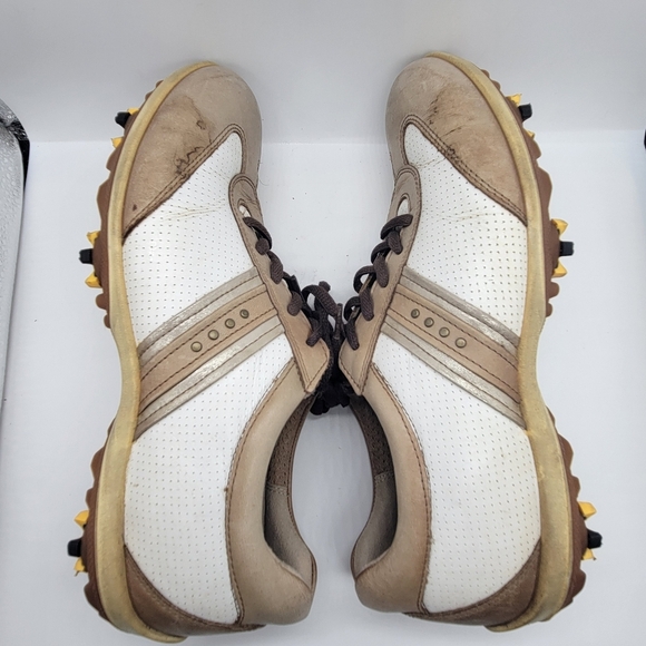 ECCO Women's Hydromax Tan White Golf Shoes Size 41 US 10 Round Toe - Picture 7 of 15